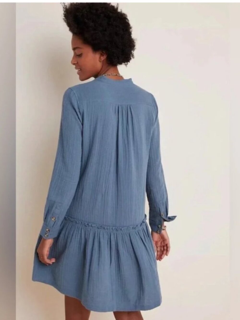 Maeve by Anthropologie Katie Gauze Shirt Dress Slate Blue Button-Front Size 8